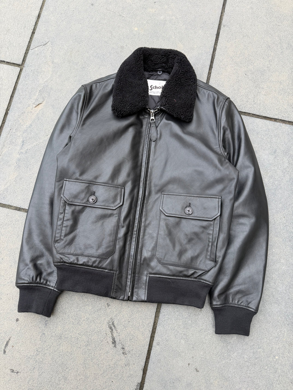 Schott NYC Faux Fur Leather Bomber Jackrt