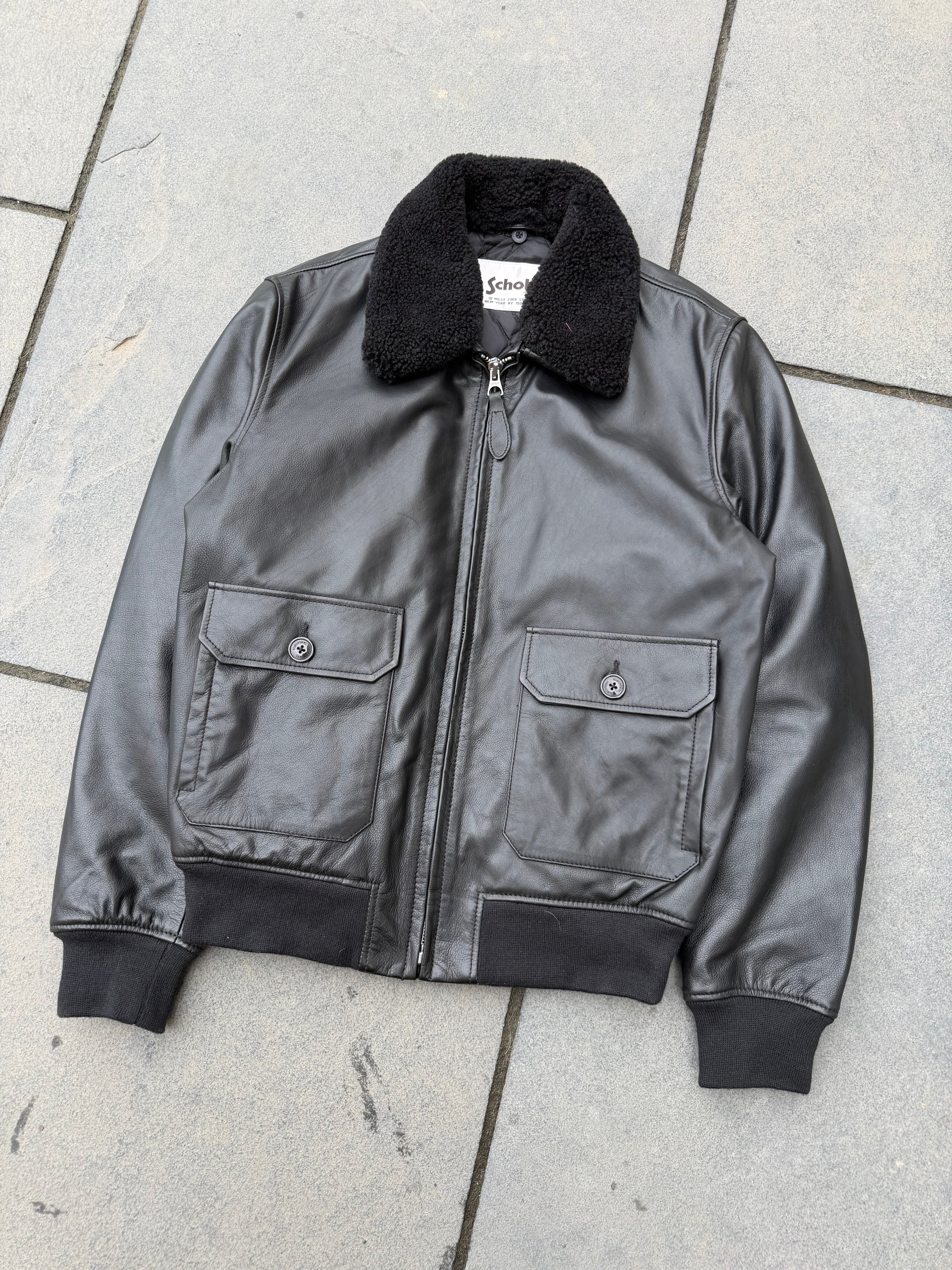 Schott NYC Faux Fur Leather Bomber Jackrt