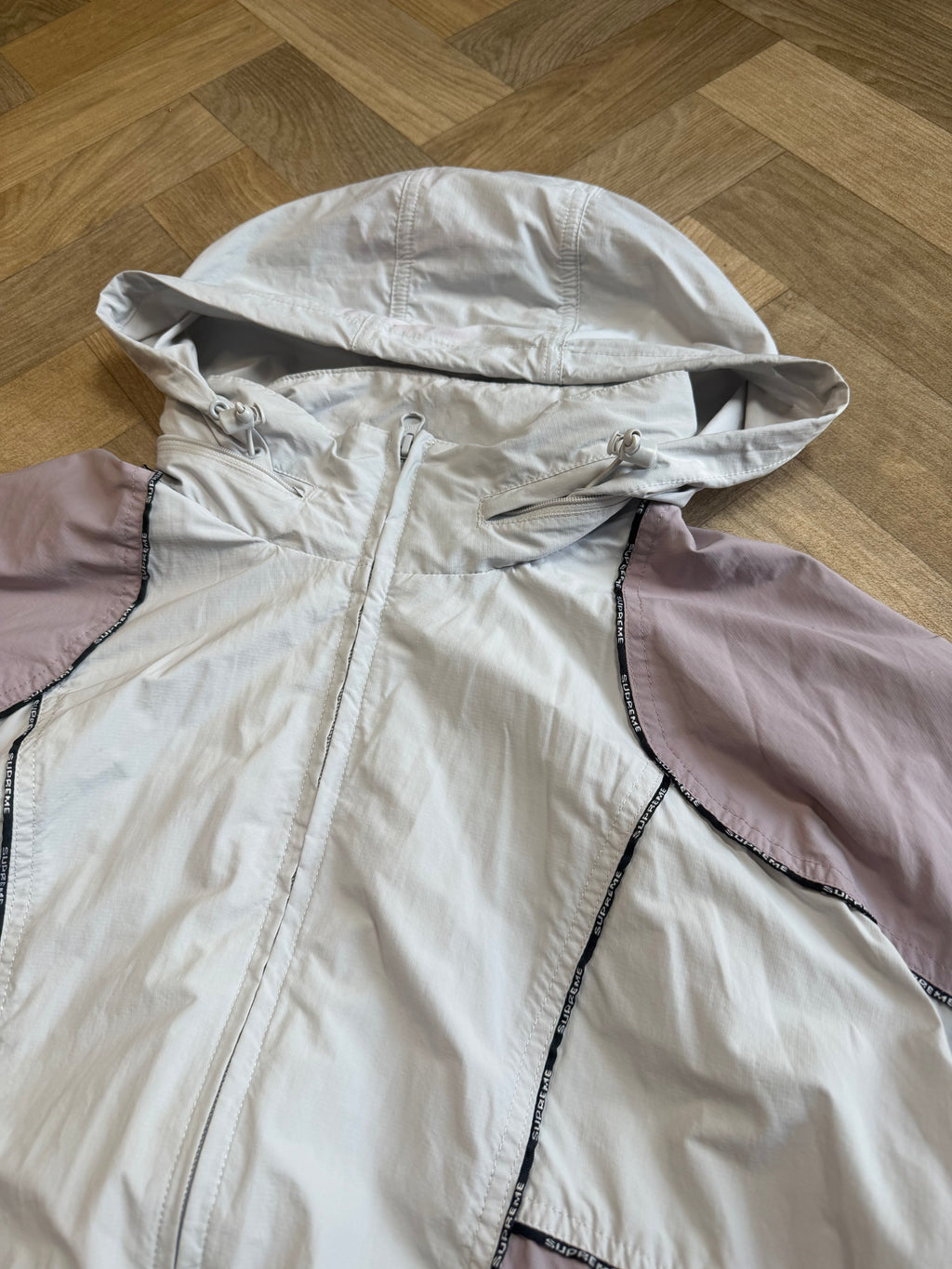 Supreme Logo Piping Hooded Track Jacket