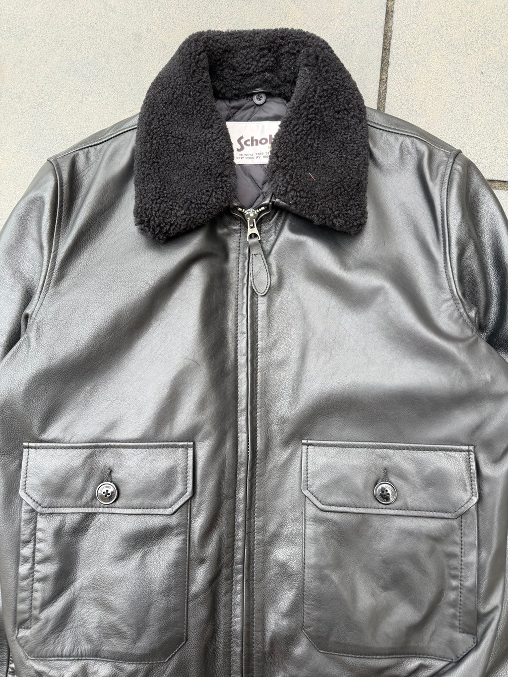 Schott NYC Faux Fur Leather Bomber Jackrt