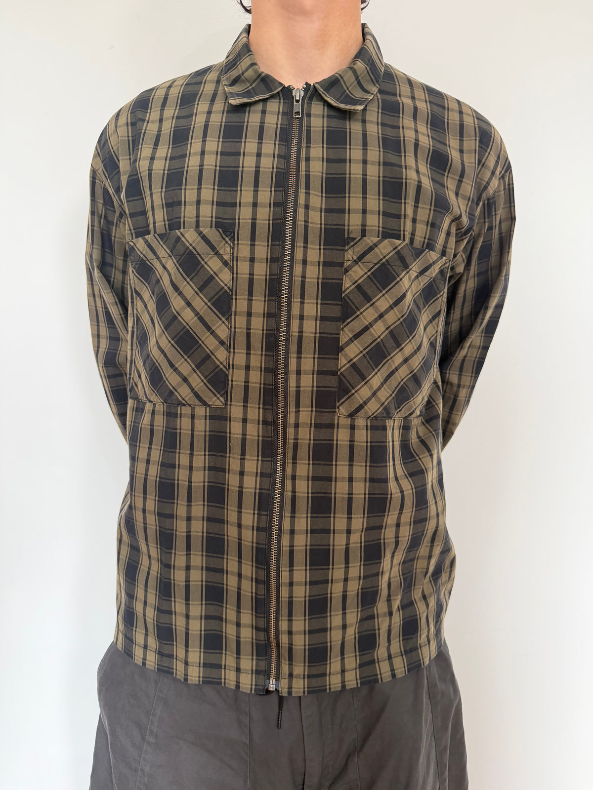Beams Checked Zip Shirt