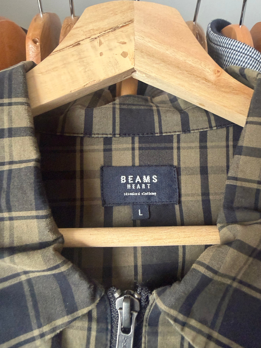 Beams Checked Zip Shirt