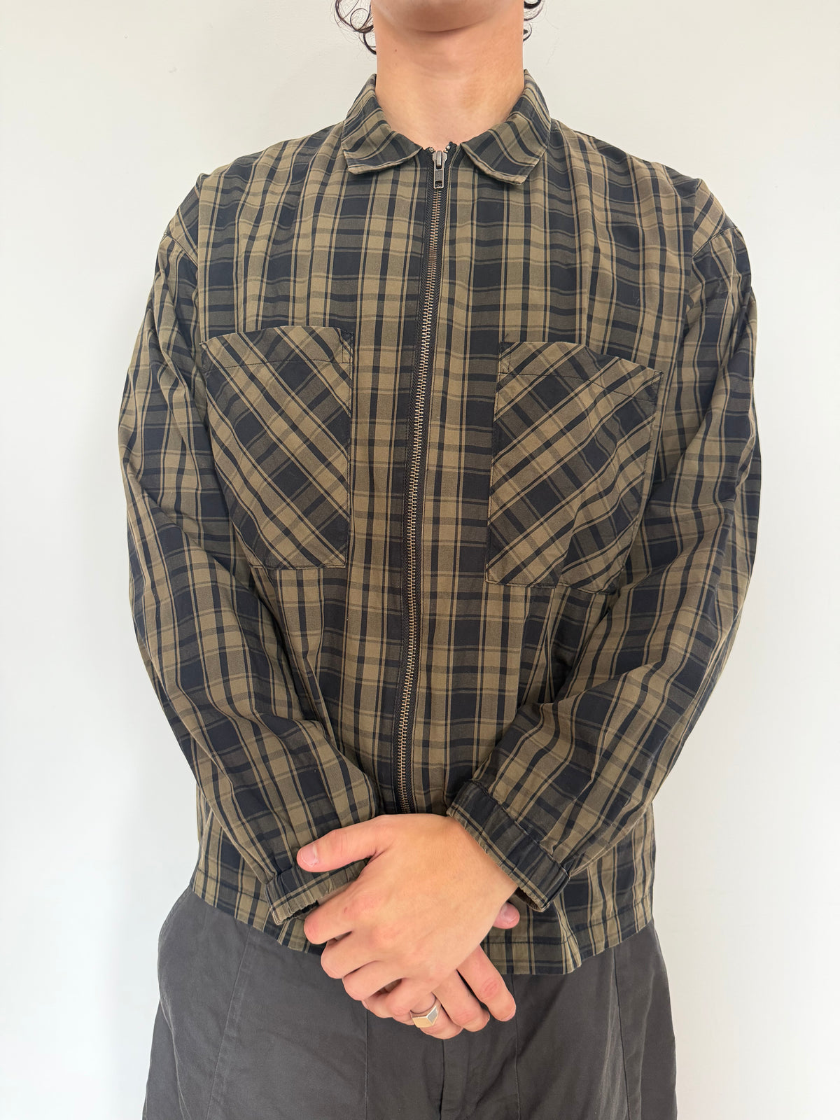 Beams Checked Zip Shirt